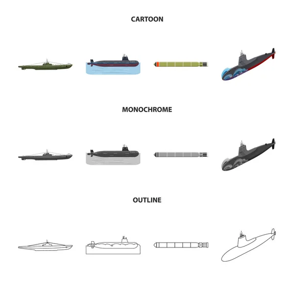 Projeto vetorial de guerra e logotipo do navio. Conjunto de símbolo de estoque de guerra e frota para web . — Vetor de Stock