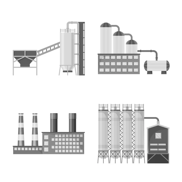 Progettazione vettoriale dell'icona di produzione e struttura. Set di icone vettoriali di produzione e tecnologia per magazzino . — Vettoriale Stock