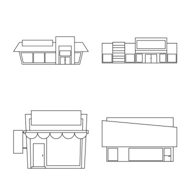Mağaza ve pazar sembolüizole nesne. Mağaza ve iş stok vektör illüstrasyon koleksiyonu.