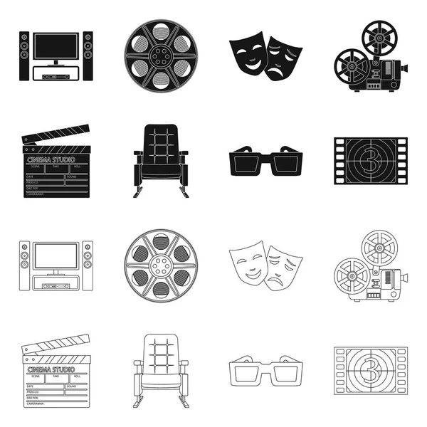 Geïsoleerde object van televisie en filmen logo. Reeks van de televisie en het beurssymbool voor web bekijken. — Stockvector