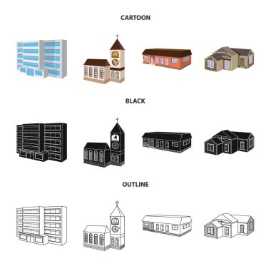 Cephe ve konut logo yalıtılmış nesne. Cephe ve altyapı hisse senedi vektör çizim topluluğu.