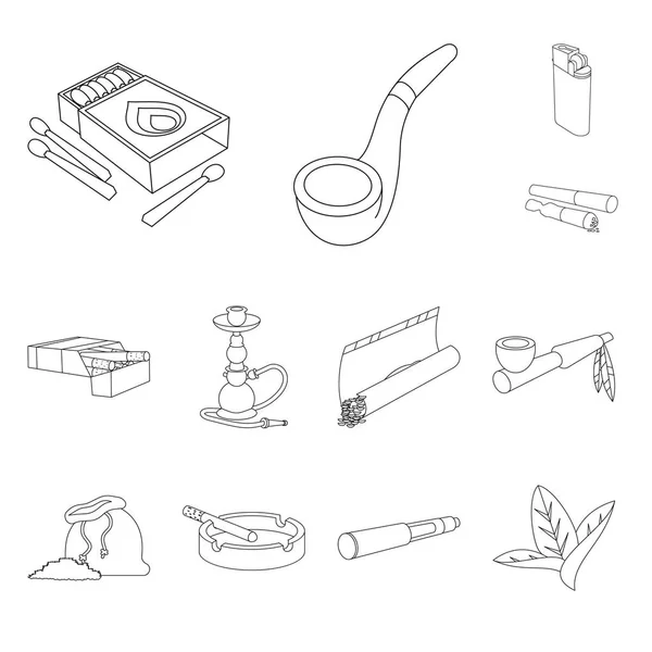 Vektorillustration der Ausrüstung und des Raucherlogos. Sammlung von Geräten und Vektor-Abbildungen für Raucher. — Stockvektor