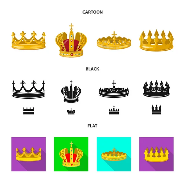 Vectorillustratie van de middeleeuwse en symbool van de adel. Set van middeleeuwse en monarchie aandelensymbool voor web. — Stockvector