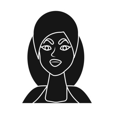 Yüz ve kız sembolü vektör illüstrasyon. Web için yüz ve kafa stok sembolü seti.