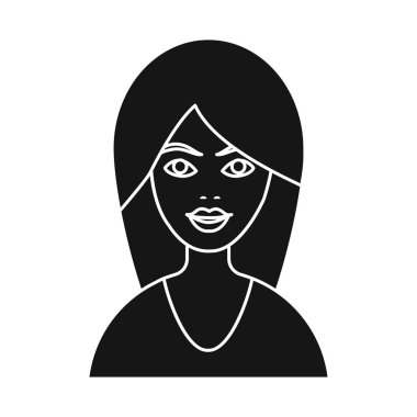 Yüz ve kadın sembolü izole nesne. Yüz ve gülümseme stok vektör illüstrasyon koleksiyonu.