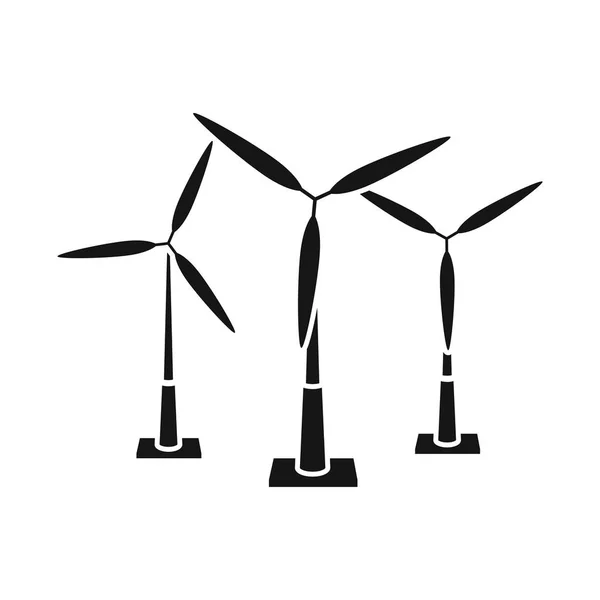 風車と風のシンボルの孤立したオブジェクト。風車と電源ストックベクトルイラストのセット. — ストックベクタ