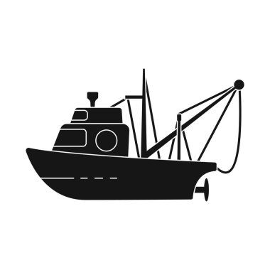 Balıkçılık ve trol sembolü vektör tasarımı. Web için balıkçılık ve römorkör stok sembolü koleksiyonu.