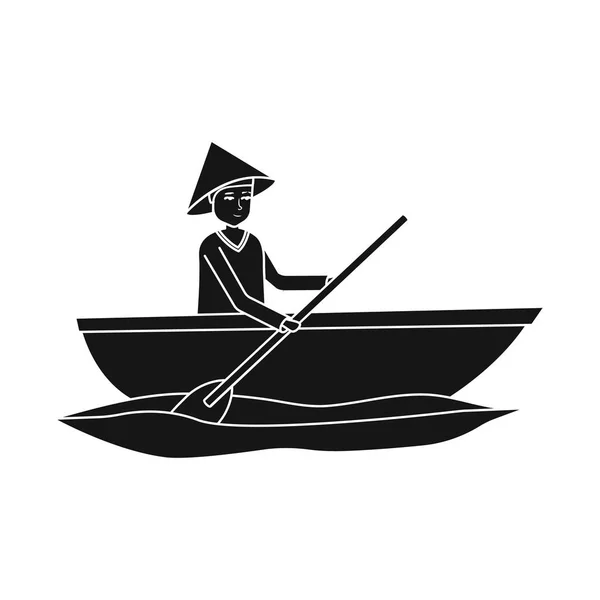 Illustrazione vettoriale di barca e icona vietnamita. Set di icona vettoriale barca e cappello per magazzino . — Vettoriale Stock