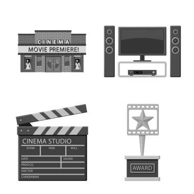 Sinematografi ve stüdyo simgesi izole nesne. Web için sinematografi ve filme stok sembolü koleksiyonu.