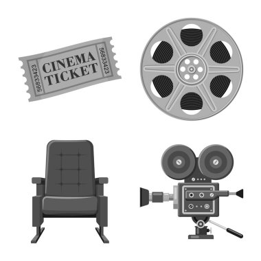 Sinematografi ve studio işareti vektör Illustration. Sinematografi ve hisse senedi için filme vektör simgesi ayarla.