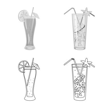 Likör ve restoran logosu vektör illüstrasyon. Web için likör ve malzeme stok sembolü seti.