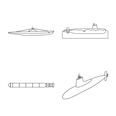 Tekne ve Deniz Kuvvetleri simge vektör Illustration. Tekne ve hisse senedi için derin vektör simge kümesi.