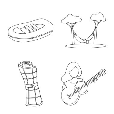 Hobi ve seyahat işareti vektör tasarımı. Web için hobi ve turizm stok sembolü seti.