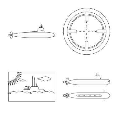 Tekne ve donanma simgesi vektör illüstrasyon. Stok için tekne ve derin vektör simgesi koleksiyonu.