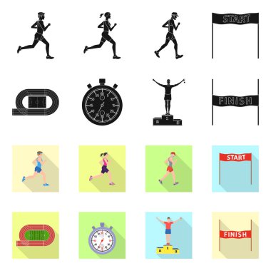 Spor ve kazanan logo yalıtılmış nesne. Hisse senedi için spor ve fitness vektör simge kümesi.