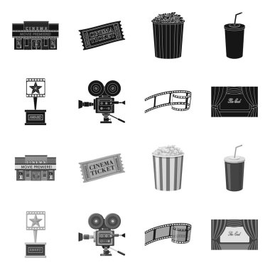 Televizyon ve filme logo vektör Illustration. Televizyon ve hisse senedi için vektör simge görüntüleme kümesi.