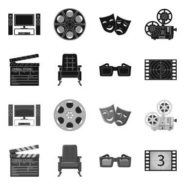 Televizyon ve işareti filme vektör tasarımı. Televizyon ve hisse senedi için vektör simge görüntüleme kümesi.