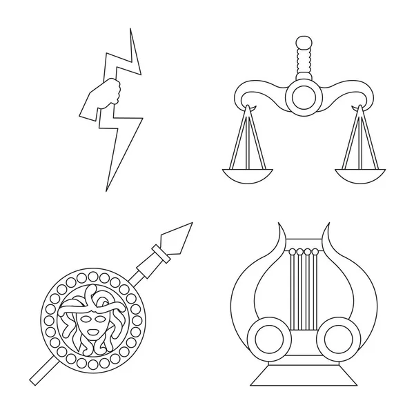 Ilustración vectorial de la mitología y el logotipo de dios. Colección de mitología y cultura símbolo de stock para web . — Vector de stock