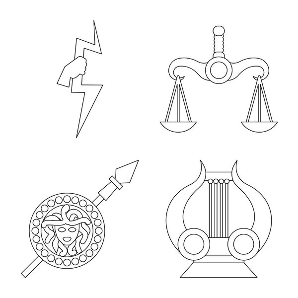 Vector illustration of mythology and god logo. Collection of mythology and culture stock symbol for web.