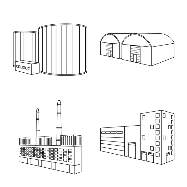 Izolovaný objekt architektury a industriální ikona. Sada architektur a stavební vektorová ilustrace. — Stockový vektor