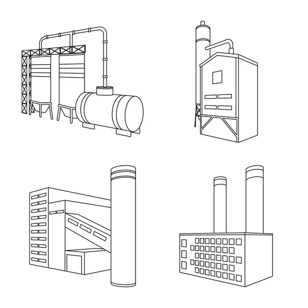 Illustrazione vettoriale dell'architettura e dell'icona industriale. Raccolta di icone vettoriali di architettura e costruzione per stock . — Vettoriale Stock