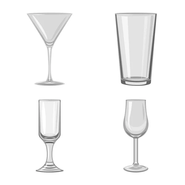 Векторная иллюстрация емкости и символа стеклянной посуды. Набор емкости и логотип ресторана для веб-сайтов . — стоковый вектор
