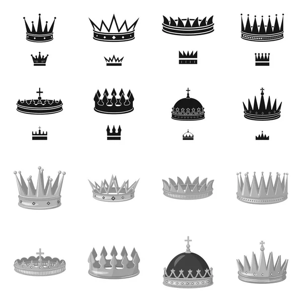 Diseño vectorial de símbolo medieval y nobleza. Conjunto de iconos vectoriales medievales y monárquicos . — Vector de stock