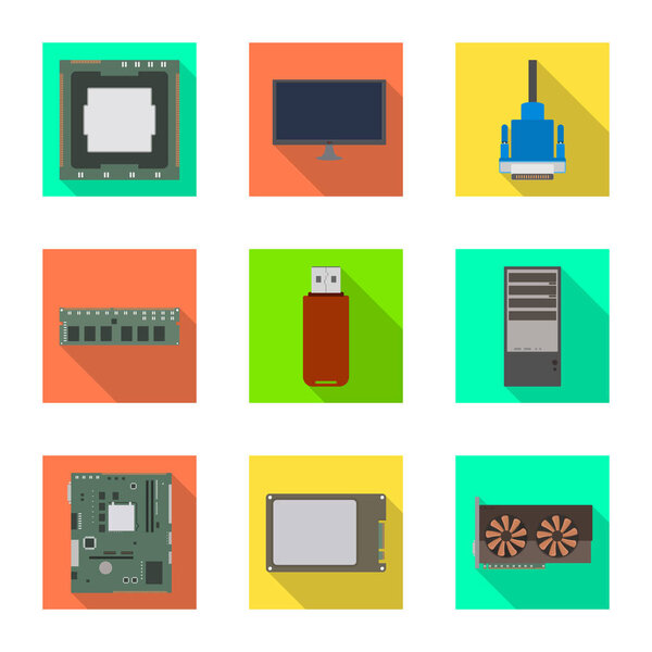 Vector design of accessories and device icon. Set of accessories and electronics stock symbol for web.
