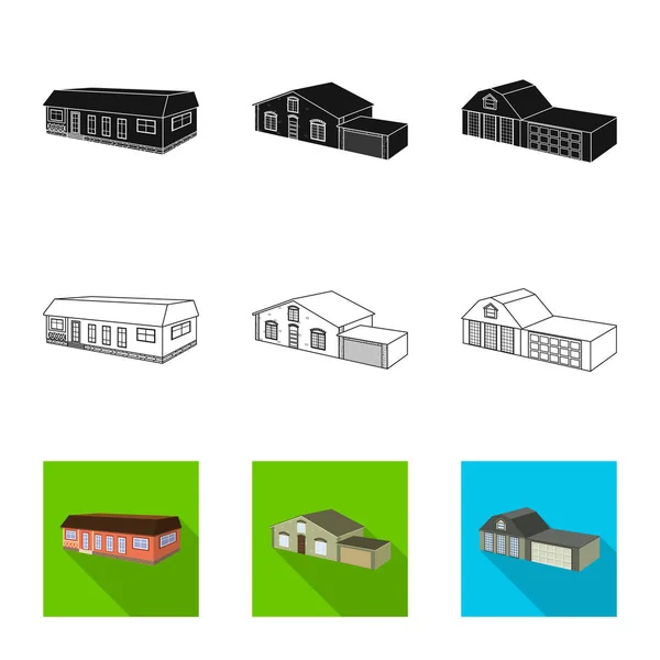 Vector ontwerp van de gevel en huisvesting pictogram. Set van vector-pictogram voor gevel en infrastructuur voor de voorraad. — Stockvector