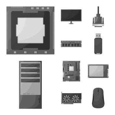 Masaüstü ve teknoloji logosuvektör tasarımı. Masaüstü ve cihaz stok vektör çiziminin toplanması.