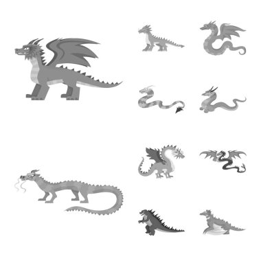 Vahşi ve efsanevi simgeizole nesne. Vahşi ve cadılar bayramı stok vektör illüstrasyon seti.