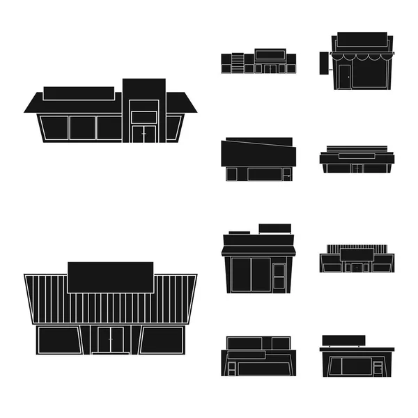 Vector ontwerp van architectuur en Cityscape logo. Collectie van architectuur en supermarkt vector pictogram voor voorraad. — Stockvector