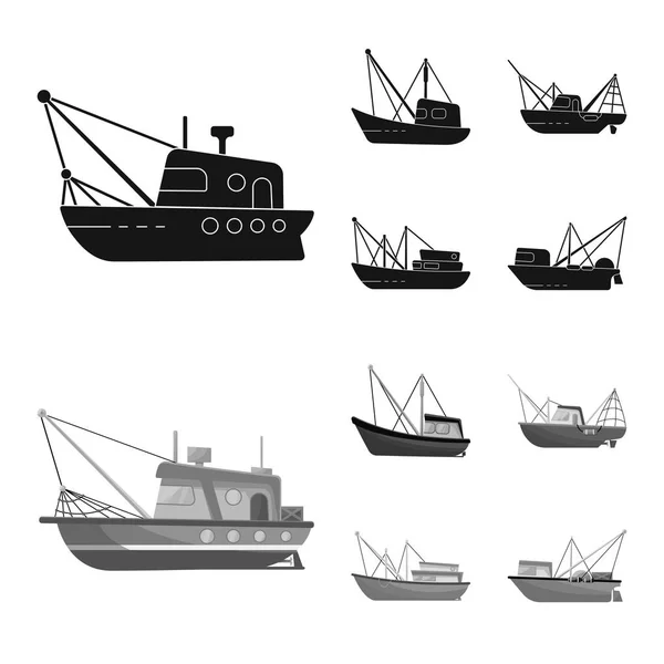Objet isolé de transport et signe industriel. Ensemble de transport et symbole de stock de yacht pour le web . — Image vectorielle