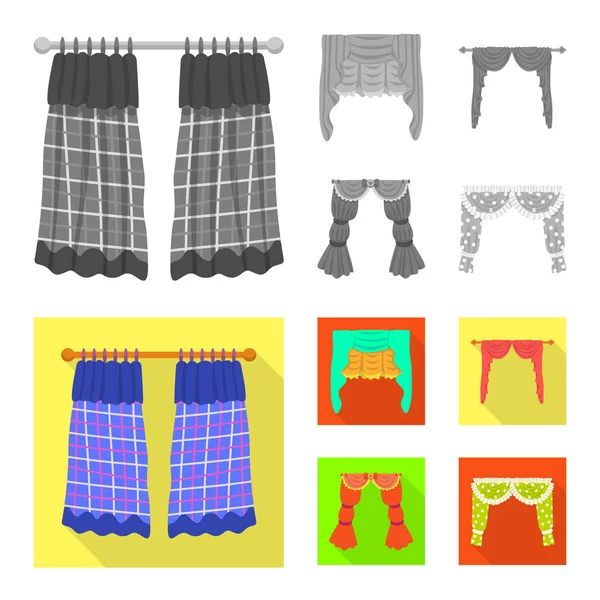Illustrazione vettoriale di tende e tendaggi simbolo. Raccolta di tende e tende stock symbol per il web . — Vettoriale Stock