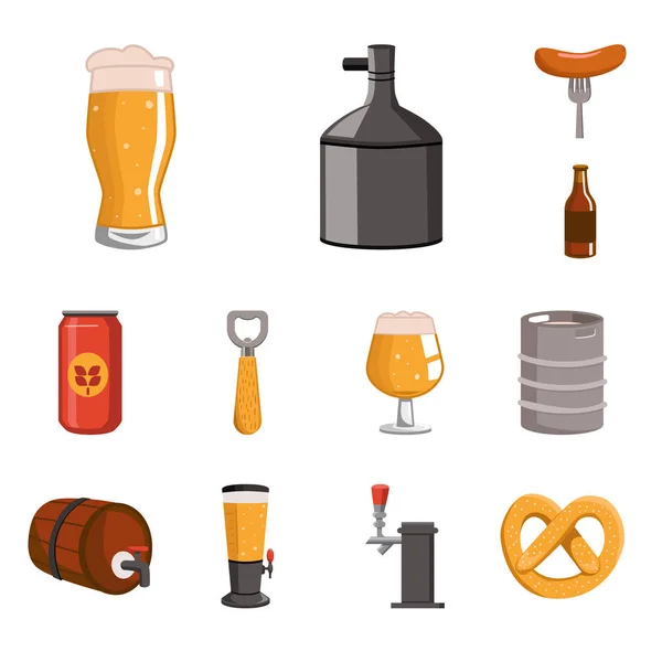 Ilustração vetorial de cerveja e logotipo da barra. Coleção de cerveja e vetor de pub ícone para estoque . — Vetor de Stock