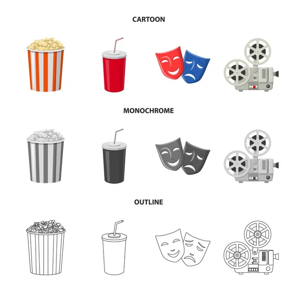 Vektorillustration des Fernseh- und Filmlogos. Set von Fernsehern und Viewing Stock Vector Illustration. — Stockvektor