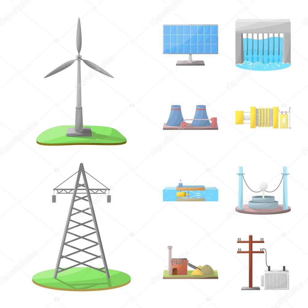Isolated object of energy and alternative logo. Collection of energy and development stock vector illustration.