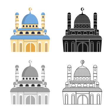 Cami ve kilise işareti vektör illüstrasyon. Web için cami ve Müslüman stok sembolü koleksiyonu.