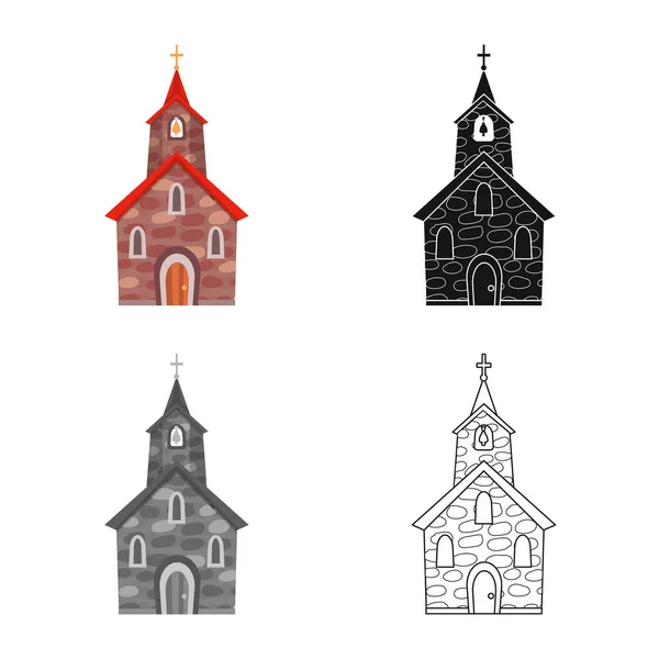 Vektor design av kyrka och katolsk symbol. Insamling av kyrka och andlig Stock Vector illustration. — Stock vektor