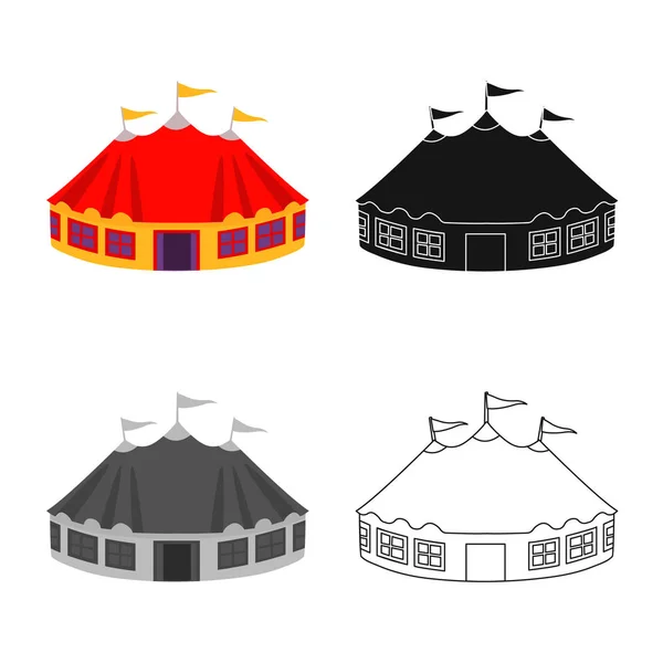 Векторна ілюстрація логотипу намету та купола. Збірка символів намету та рекреаційного фонду для Інтернету . — стоковий вектор