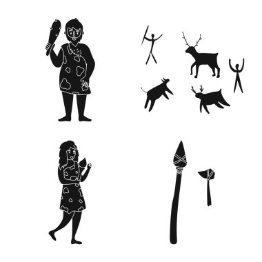 Hayatta kalma vektör tasarımı ve ilkel sembolü. Stok için hayatta kalma ve taş vektör simgesi koleksiyonu.