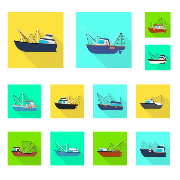 Ilustracja wektorowa transportu i ikona przemysłowa. Zestaw transportu i ikona wektora jachtu dla ręki. — Wektor stockowy