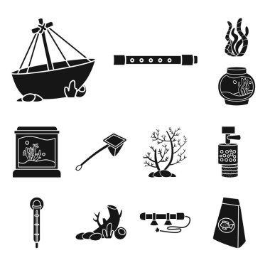 Dekoratif ve iç simge vektör illüstrasyon. Stok için dekoratif ve aqua vektör simgesi seti.