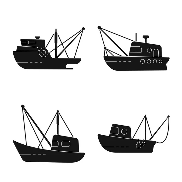 Vektorillustration der Schifffahrt und des Yachtsymbols. Set von Versand und Fischereiaktiensymbol für Web. — Stockvektor