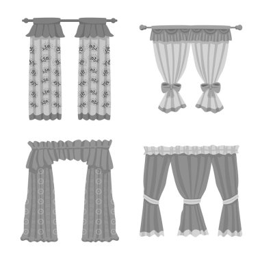 İç ve korniş simgesi vektör tasarımı. Web için iç ve perde stok sembolü koleksiyonu.