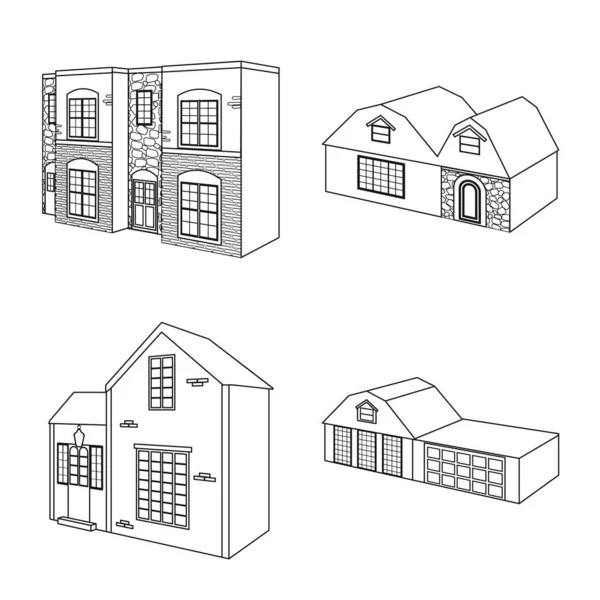 Vektor-Illustration von Stadt und Bausymbol. Set von Stadt- und Nachlassvektorsymbolen für Aktien. — Stockvektor