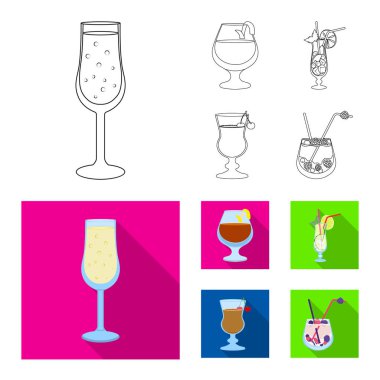 Likör ve restoran logosunun izole nesnesi. Stok için likör ve bileşen vektör simgesi seti.