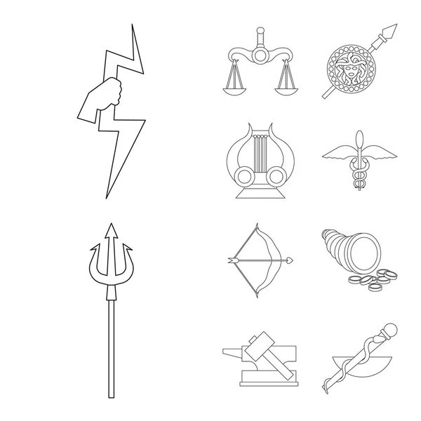 Векторний дизайн міфології та божої ікони. Набір символів міфології та культури для Інтернету . — стоковий вектор