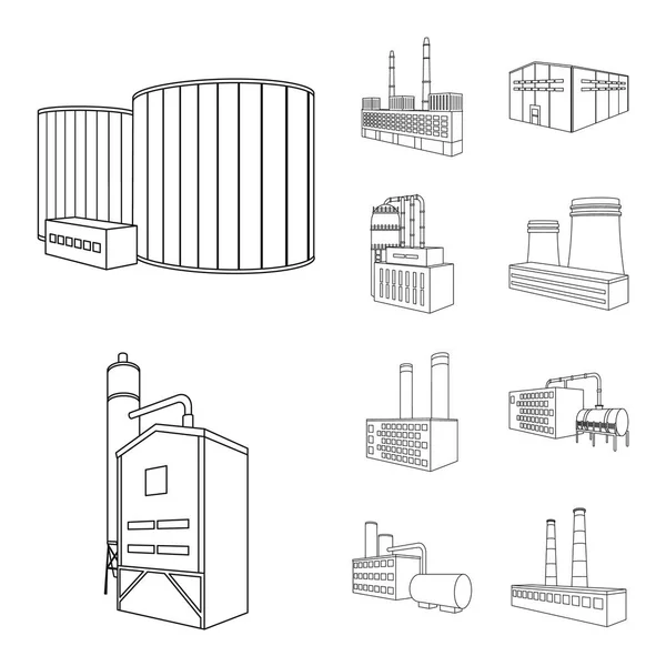 Design vettoriale dell'architettura e simbolo industriale. Raccolta di illustrazione vettoriale dell'architettura e del patrimonio edilizio . — Vettoriale Stock