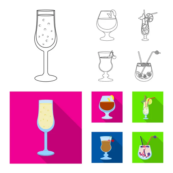 Objet isolé de l'alcool et logo du restaurant. Jeu d'icônes vectorielles liqueur et ingrédient pour stock . — Image vectorielle